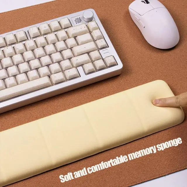 Alt view image 2 of 7 - Memory Foam Keyboard Wrist Rest - Ergonomic Support for Laptop & Mac, Comfortable Wrist Pad for Pain Relief, Non-Slip Base, Typing & Gaming Cushion for Office, Home, 60% 75% 87 Key Keyboard Support