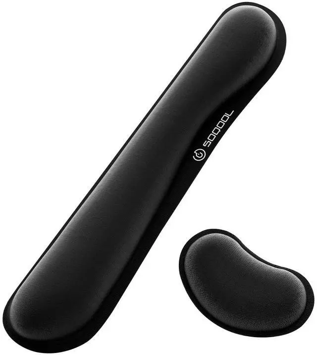 Main image of Keyboard Wrist Rest, SOQOOL Wrist Rests for Keyboard and Mouse, Superfine Lycra and Non-skid Rubber Base, Memory Foam Ergonomic Wrist Support for Easy Typing Pain Relief, Office, Computer, Laptop, Mac
