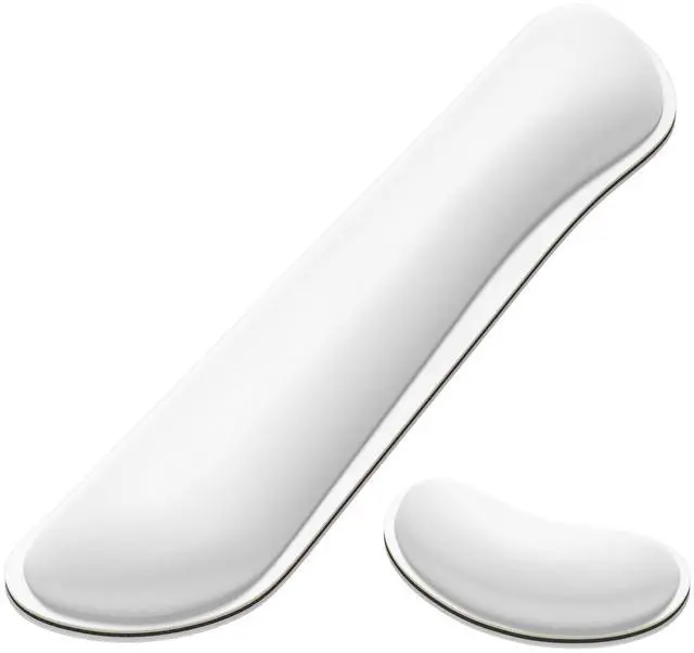 Main image of Keyboard Wrist Rest Set, Cute PU Leather Wrist Cushion for Computer Keyboard and Mousepad, Memory Foam Mouse Pad Rests Support with Non-Slip Base for Typing Pain Relief, Laptop, Ivory White