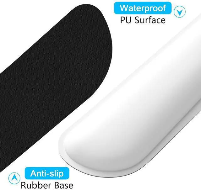 Alt view image 5 of 7 - Keyboard Wrist Rest Set, Cute PU Leather Wrist Cushion for Computer Keyboard and Mousepad, Memory Foam Mouse Pad Rests Support with Non-Slip Base for Typing Pain Relief, Laptop, Ivory White