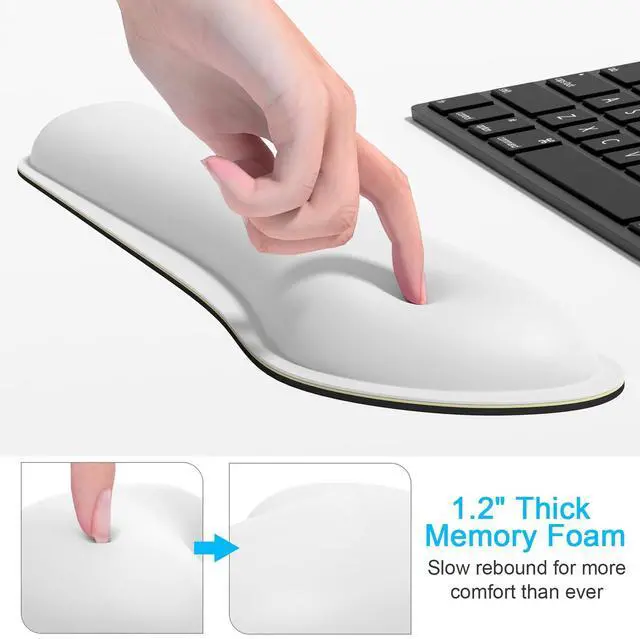 Alt view image 4 of 7 - Keyboard Wrist Rest Set, Cute PU Leather Wrist Cushion for Computer Keyboard and Mousepad, Memory Foam Mouse Pad Rests Support with Non-Slip Base for Typing Pain Relief, Laptop, Ivory White