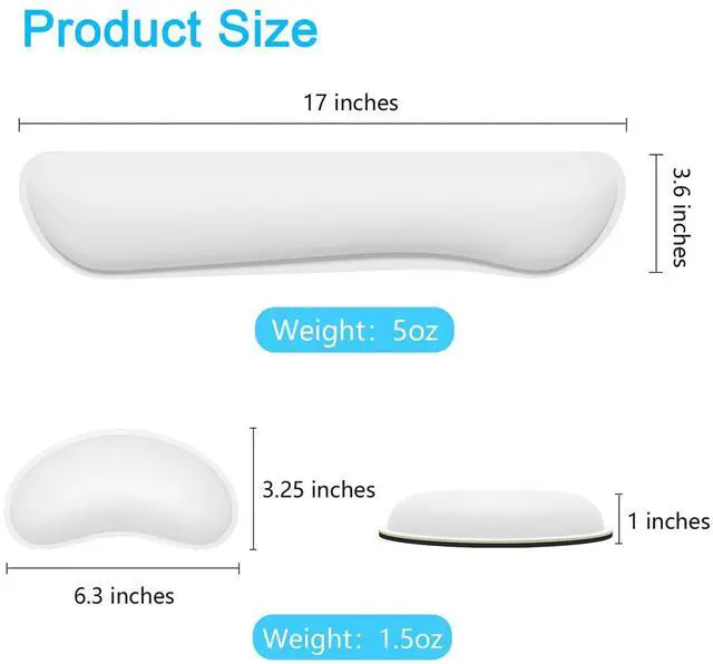 Alt view image 6 of 7 - Keyboard Wrist Rest Set, Cute PU Leather Wrist Cushion for Computer Keyboard and Mousepad, Memory Foam Mouse Pad Rests Support with Non-Slip Base for Typing Pain Relief, Laptop, Ivory White