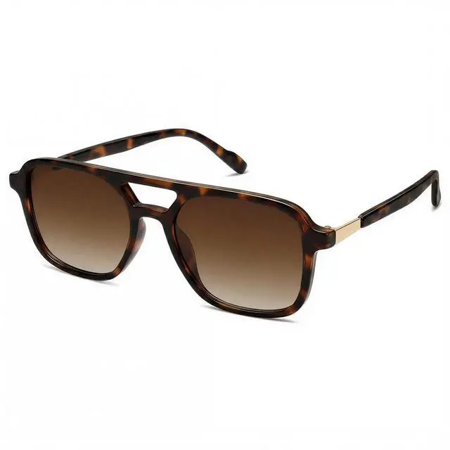 Main image of Retro Aviator Sunglasses for Women Men - Trendy Cool Square Womens Mens Shades Sun Glasses(Tortoise/Gradient Brown)