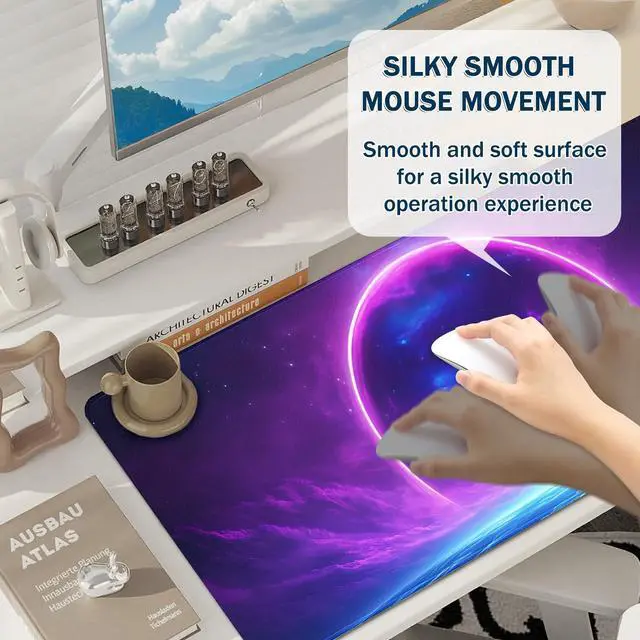 Alt view image 4 of 7 - Extended Mouse Pad for Gaming & Office - 31.5"x11.8" Large Desk Mat with Smooth Surface and Stylish Design for PC, Home Office Decor, and Work