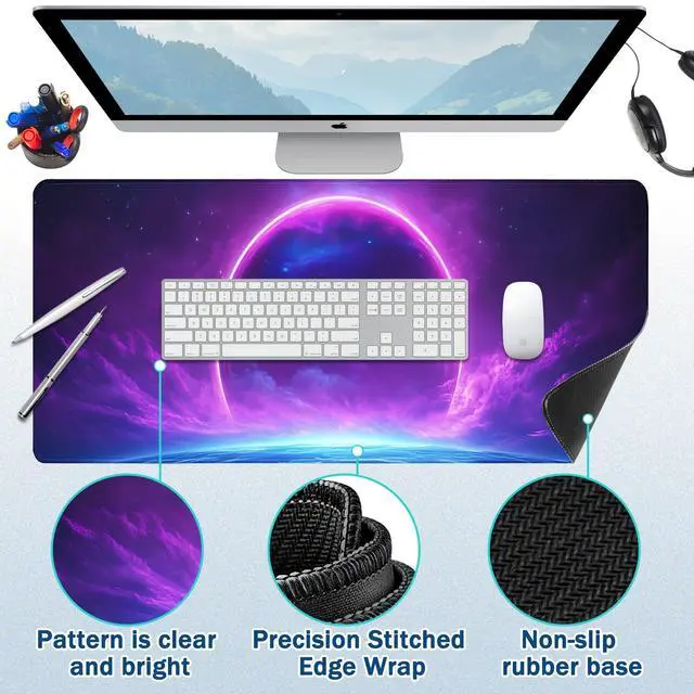 Alt view image 2 of 7 - Extended Mouse Pad for Gaming & Office - 31.5"x11.8" Large Desk Mat with Smooth Surface and Stylish Design for PC, Home Office Decor, and Work