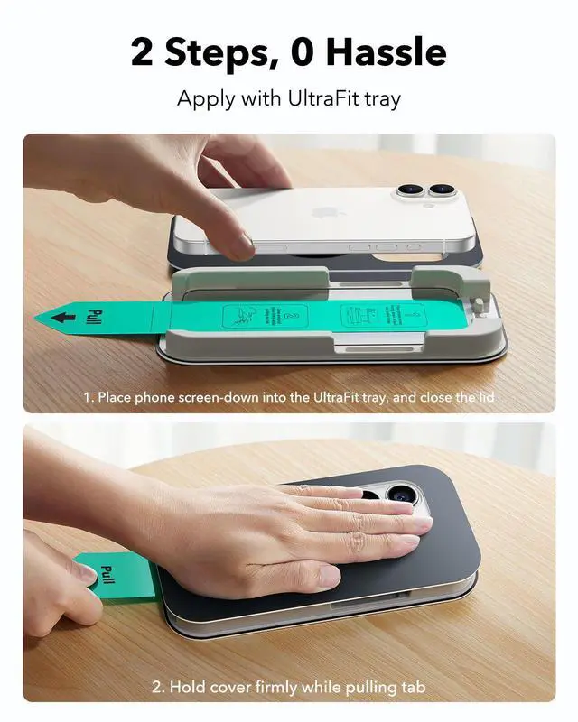 Alt view image 3 of 7 - 3 Pack for iPhone 16/iPhone 15 Screen Protector, Military Grade Shatterproof, 9H Hardness, Full Coverage Tempered Glass with UltraFit Tray