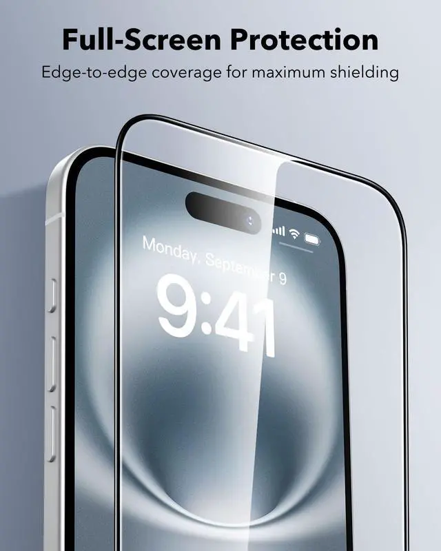 Alt view image 6 of 7 - 3 Pack for iPhone 16/iPhone 15 Screen Protector, Military Grade Shatterproof, 9H Hardness, Full Coverage Tempered Glass with UltraFit Tray