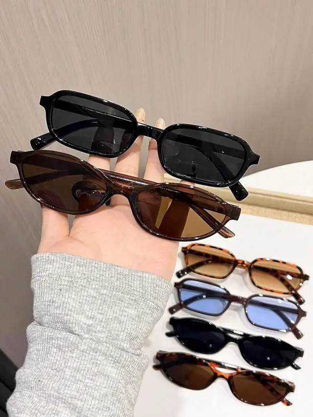 Alt view image 3 of 5 - 6-Pack Leopard Print Glasses - Multicolor Geometric Full Frame Sunglasses for Women, Fashion Accessories (6pcs Black Leopard Print Tea Blue)
