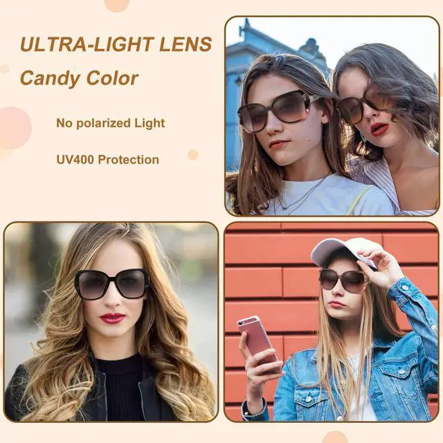 Alt view image 3 of 7 - 4 Pcs Women Large Sunglasses, UV 400 Glasses Oversized Classic Trend Ladies Sunglasses Sparkling Large Frame Multicolor