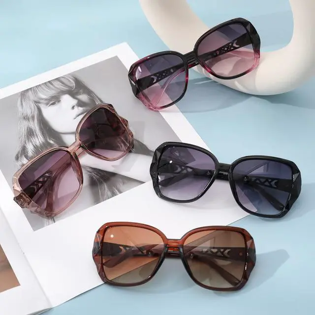Alt view image 6 of 7 - 4 Pcs Women Large Sunglasses, UV 400 Glasses Oversized Classic Trend Ladies Sunglasses Sparkling Large Frame Multicolor