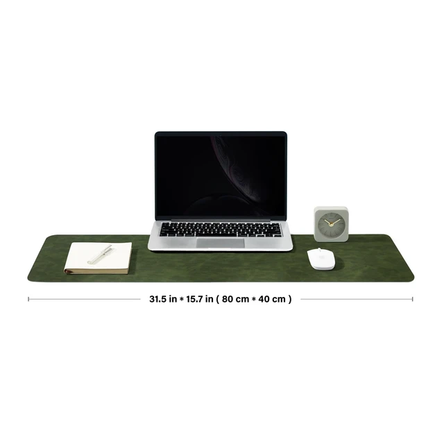 Alt view image 2 of 7 - Distressed Leather Desk Mat - Non-Slip PU Desk Pad for Office and Home - Desk Organization and Accessories - Ideal for Large Mouse Pad and Desk Mats on Top of Desks(Forest Green,31.5"x 15.7")