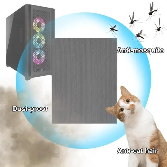 Alt view image 5 of 7 - DIY PC Case Dust Mesh Filter,400x300mm PC Mesh Grill with Magnetic Frame Strip,Computer Cooler,Cooler Filter Screen,Fan Dust Mesh Cover Dustproof High Density - 4 Pack