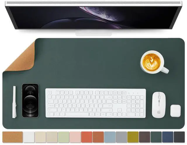 Main image of Cork Desk Mat - Dual-Sided Desk Pad for Office and Home - Desk Organization and Accessories - Ideal for Large Mouse Pad and Desk Mats on Top of Desks(Dark Green,80cmx 40cm)