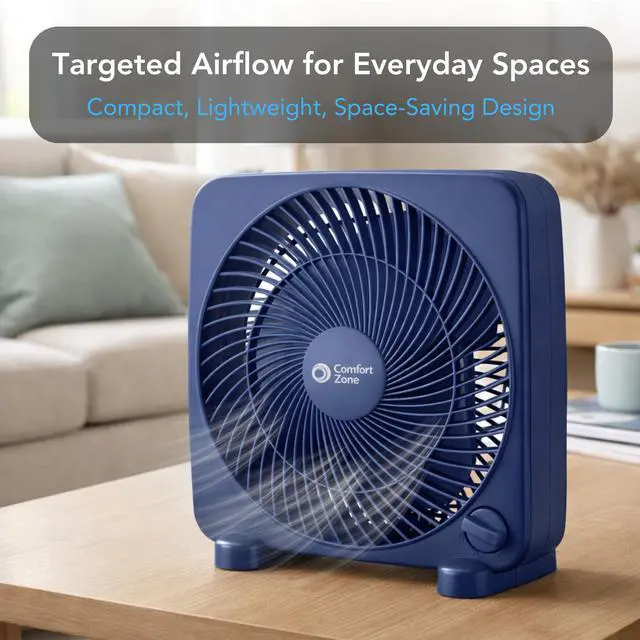 Alt view image 2 of 7 - 9-inch Portable Box Fan, Blue