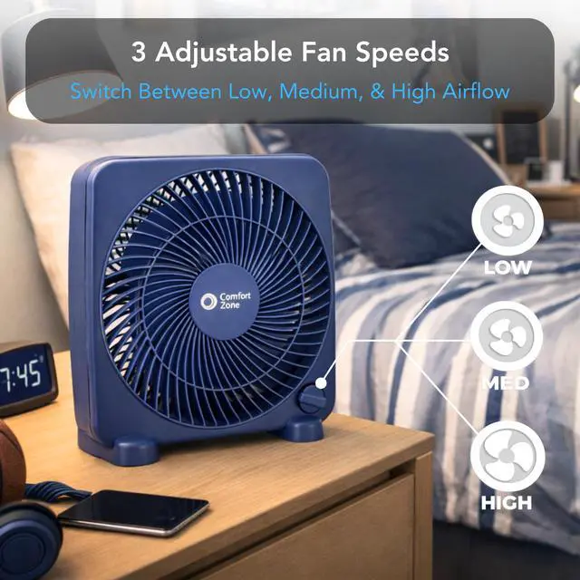 Alt view image 3 of 7 - 9-inch Portable Box Fan, Blue