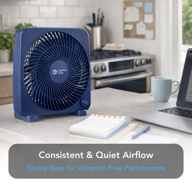 Alt view image 4 of 7 - 9-inch Portable Box Fan, Blue