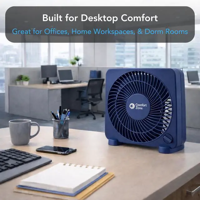 Alt view image 5 of 7 - 9-inch Portable Box Fan, Blue
