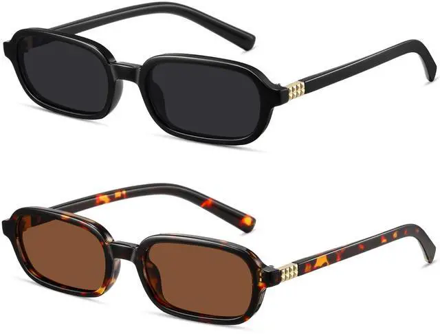 Main image of Retro Rectangle Sunglasses for Women Men Trendy Vintage Small Square Sun Glasses 90s Fashion Cute Sunnies UV400 Protection CL010