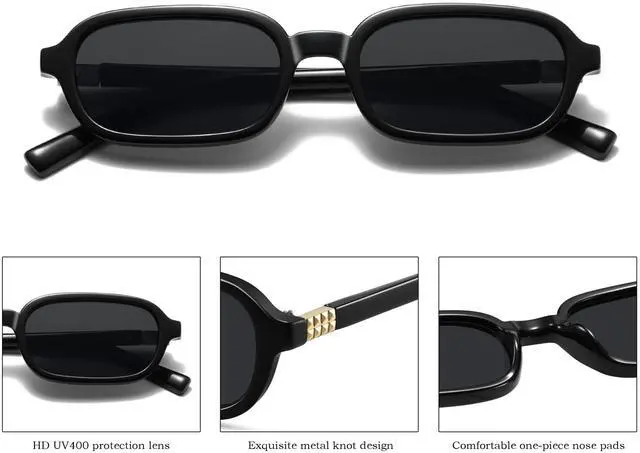 Alt view image 3 of 6 - Retro Rectangle Sunglasses for Women Men Trendy Vintage Small Square Sun Glasses 90s Fashion Cute Sunnies UV400 Protection CL010