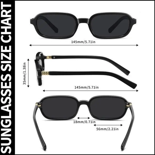 Alt view image 4 of 6 - Retro Rectangle Sunglasses for Women Men Trendy Vintage Small Square Sun Glasses 90s Fashion Cute Sunnies UV400 Protection CL010