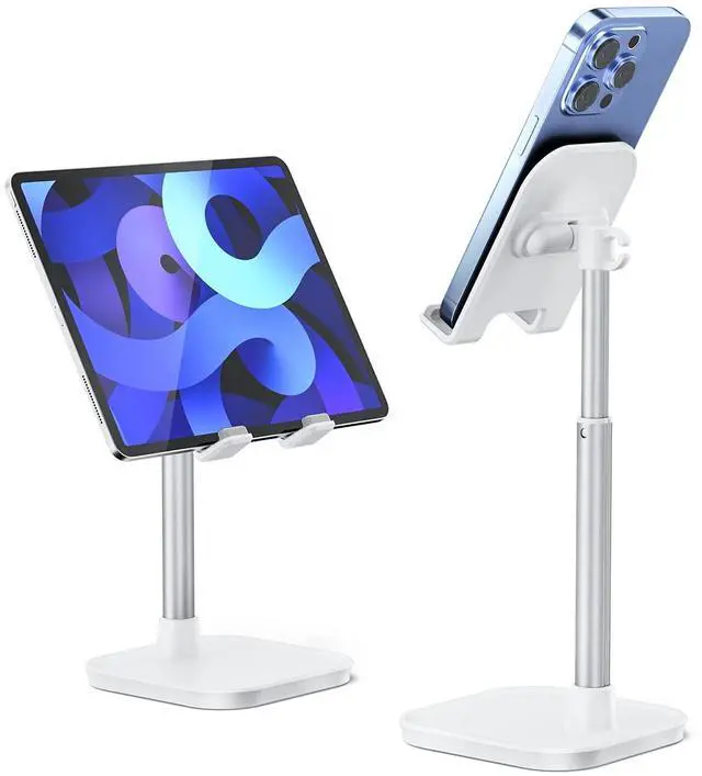 Main image of Cell Phone Stand, Adjustable Height Phone Stand for Desk, Eye Level Desktop Phone Holder Compatible with iPhone, Pro Max, Samsung, and All Mobile Phones up to 10''