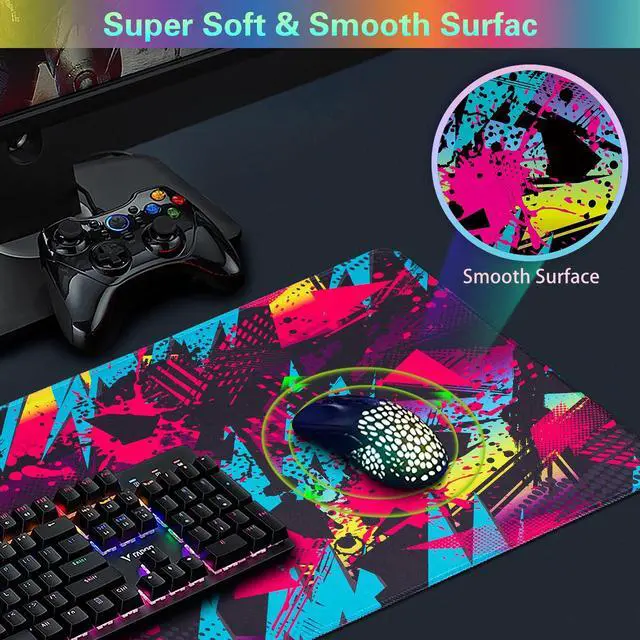 Alt view image 2 of 7 - Gaming Mouse Pad 31.5x15.8inch Extended XXL Large Mouse Pad Big Computer Keyboard Mouse Mat Desk Pad with Non-Slip & Rubber Base & Stitched Edge