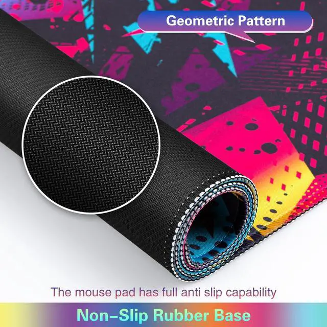 Alt view image 6 of 7 - Gaming Mouse Pad 31.5x15.8inch Extended XXL Large Mouse Pad Big Computer Keyboard Mouse Mat Desk Pad with Non-Slip & Rubber Base & Stitched Edge