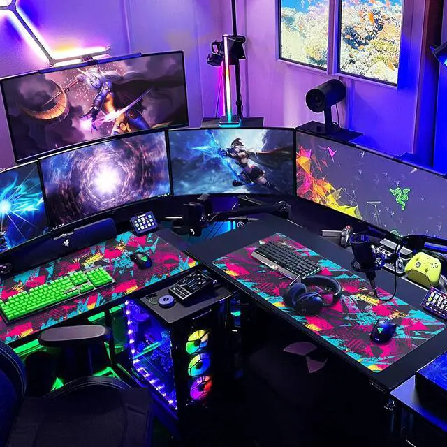Alt view image 7 of 7 - Gaming Mouse Pad 31.5x15.8inch Extended XXL Large Mouse Pad Big Computer Keyboard Mouse Mat Desk Pad with Non-Slip & Rubber Base & Stitched Edge