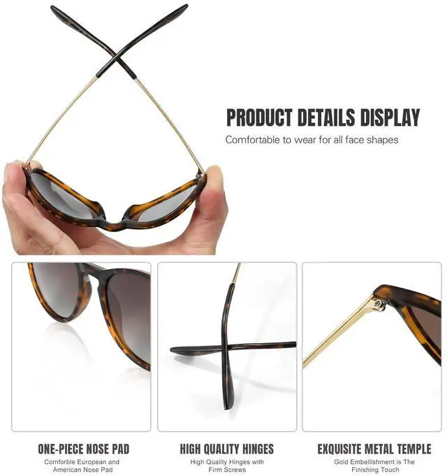 Alt view image 4 of 6 - Polarized Sunglasses for Women Men - Trendy 2026 Vintage Classic Retro Round Mirrored Lens Designer Style