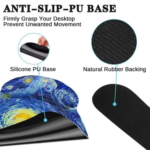 Alt view image 5 of 7 - Ergonomic Mouse Pad Set with Wrist Rest Abstract Night Sky Non-Slip Rubber Base Wrist Cushion Support and Coasters Mousepad with Wrist Support for Computer Keyboard and Desk