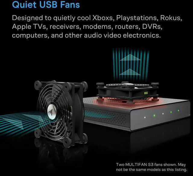 Alt view image 2 of 7 - MULTIFAN S1, Quiet 80mm USB Fan, UL-Certified for Receiver DVR PlayStation Xbox Computer Cabinet Cooling