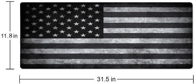 Alt view image 2 of 7 - American Flag Desk Mat Pad Black and Grey Large Mouse Pad XL Desk Pad Gaming Mousepad Extended Keyboard Mat 31.5 x 11.8 in Laptop Computer Keyboard Pad Mouse Mat for Office Desk Decor