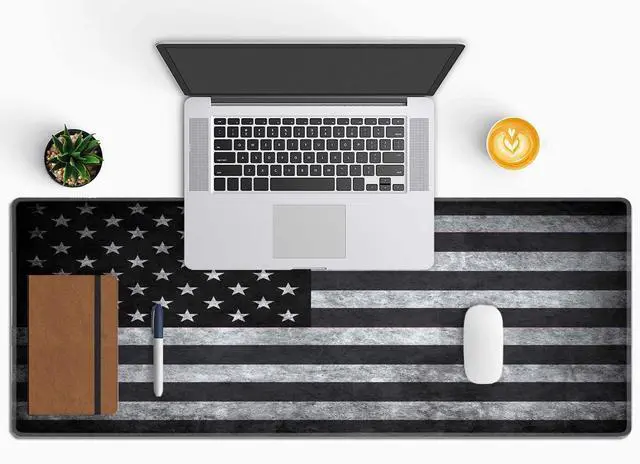Alt view image 5 of 7 - American Flag Desk Mat Pad Black and Grey Large Mouse Pad XL Desk Pad Gaming Mousepad Extended Keyboard Mat 31.5 x 11.8 in Laptop Computer Keyboard Pad Mouse Mat for Office Desk Decor