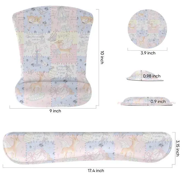 Alt view image 6 of 6 - Mouse Pad Keyboard Wrist Rest Set,Ergonomic Memory Foam Mouse Pads Wrist Support Set,Non-Slip Base, Smooth Surface, Pain Relief for Gaming,Office (Dreamy Fairy-Tale Paradise)