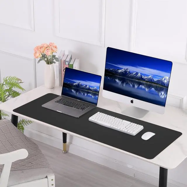 Alt view image 7 of 7 - Cork Desk Mat 35.4" x 17", Dual-Sided Natural Cork & PU Leather Desk Pad, Non-Slip Waterproof Large Mouse Pad for Office, Home & Gaming (Black)