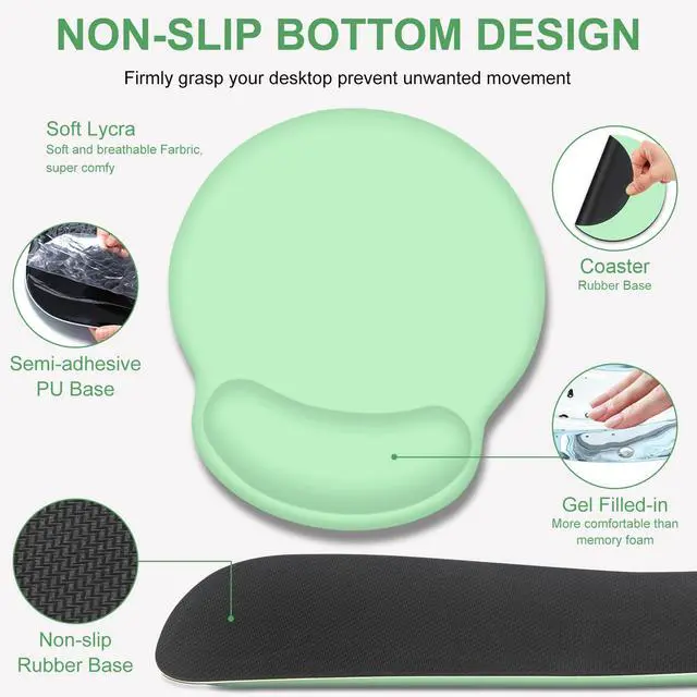 Alt view image 5 of 7 - 4 PCS Mouse Pad Desk Mat Protector, Keyboard Wrist Rest + Comfortable Mouse Pad with Wrist Rest +Coaster, Large Gaming Mousepad for Computer Laptop, 35.4"X 15.7" Deskpad for Office Home I Light Green