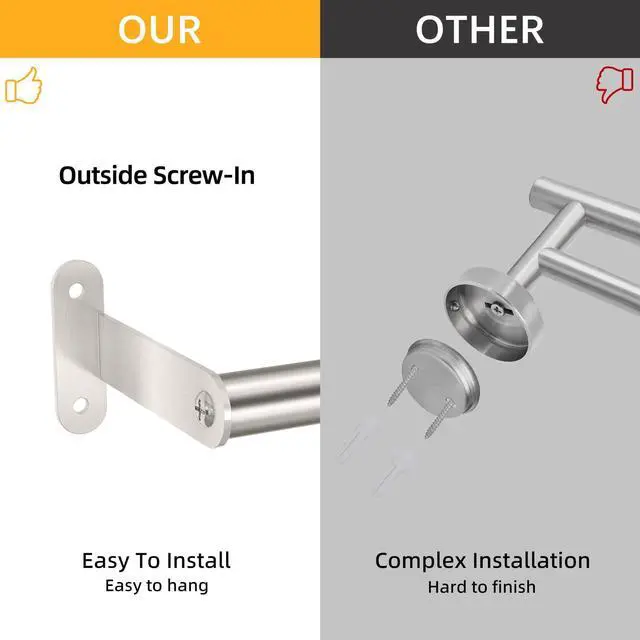 Alt view image 2 of 7 - Towel Bar for Bathroom, MKO Brushed Nickel Towel Bar for Bathroom Wall Mounted, Stainless Steel Heavy Duty, 24 Inch Single Bath Towel Rod Holder