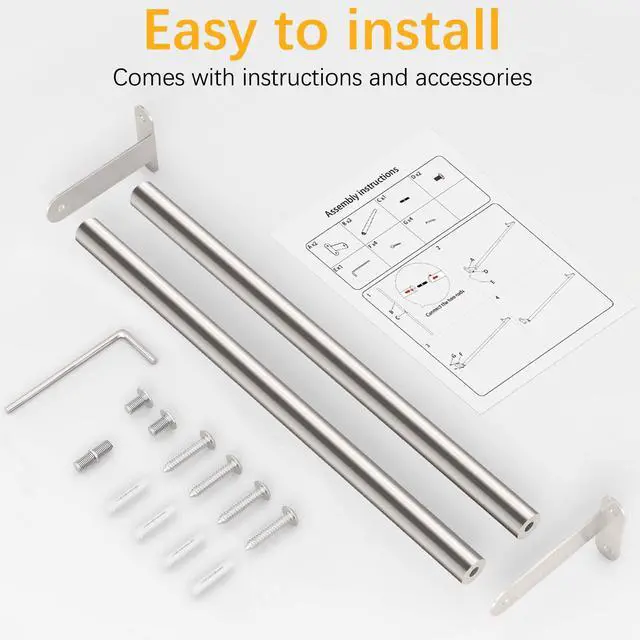 Alt view image 6 of 7 - Towel Bar for Bathroom, MKO Brushed Nickel Towel Bar for Bathroom Wall Mounted, Stainless Steel Heavy Duty, 24 Inch Single Bath Towel Rod Holder