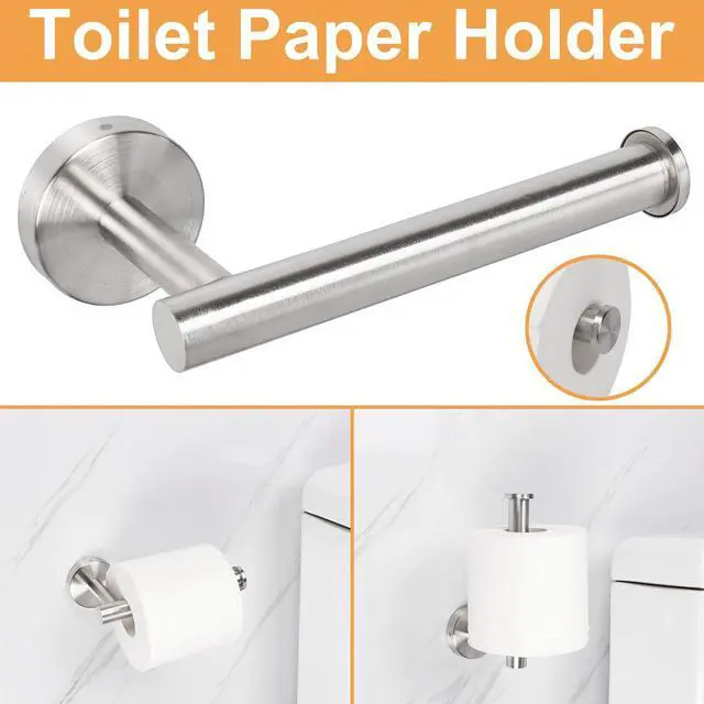 Alt view image 4 of 7 - Bathroom Hardware Set, Thick Stainless Steel Bath Towel Bar Set Including Towel Rack for Bathroom+Toilet Paper Holder+3 Robe Towel Hooks Wall Mount Bathroom Accessory Set(16IN,Brushed Nickel)