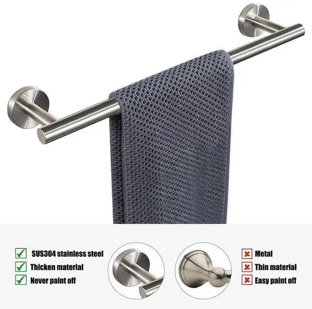 Alt view image 4 of 7 - Bath Towel Bar - Thicken SUS304 Stainless Steel Bathroom Towel Holder, Towel Rod for Bathroom Heavy Duty Wall Mounted Towel Rack Hanger (16IN, Brushed Nickel)