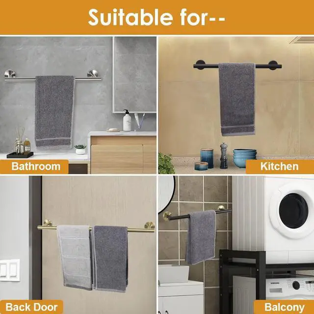 Alt view image 6 of 7 - Bath Towel Bar - Thicken SUS304 Stainless Steel Bathroom Towel Holder, Towel Rod for Bathroom Heavy Duty Wall Mounted Towel Rack Hanger (16IN, Brushed Nickel)