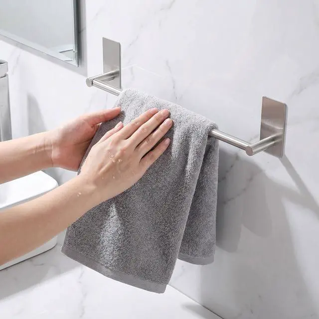 Alt view image 3 of 6 - Bathroom Towel Bar 16-inch, No Drill Stick On Towel Rack, Easy Install with Self-Adhesive, Premium SUS304 Stainless Steel - Brushed Nickle