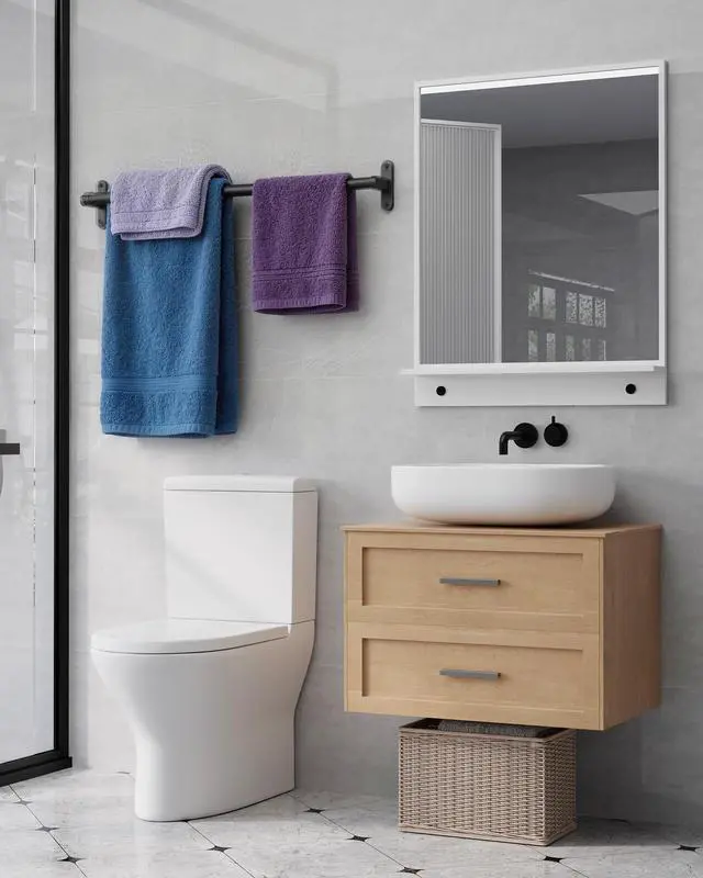 Alt view image 3 of 3 - Matte Black Towel Rack for Bathroom - 28" Rustproof Towel Holder, Sturdy Towel Bar Wall Mounted, Space-Saving Towel Hanger, Bathroom Accessories, Home Decor, Apparment Essentials