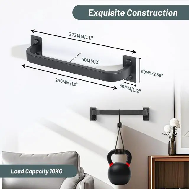 Alt view image 2 of 7 - Bathroom Towel Bar, 10 inch Towel Racks, Matte Black