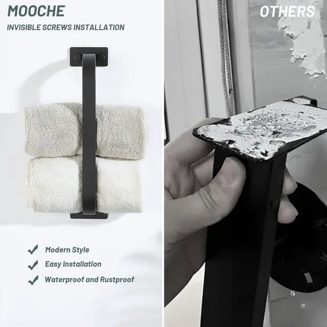 Alt view image 3 of 7 - Bathroom Towel Bar, 10 inch Towel Racks, Matte Black
