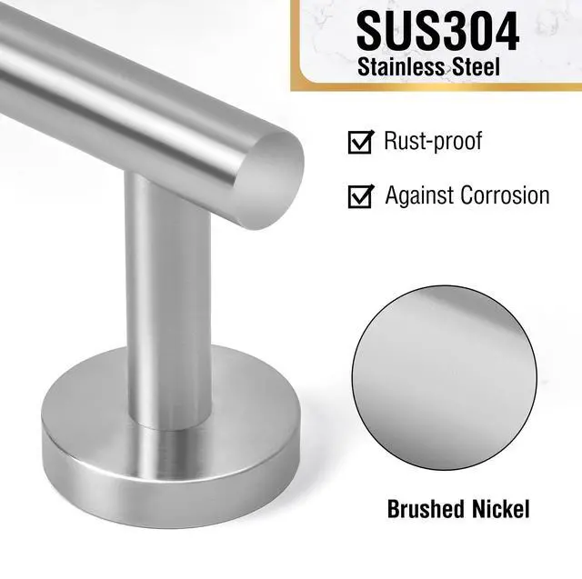 Alt view image 6 of 7 - Brushed Nickel 24 Inch Towel Bar for Bathroom, SUS304 Stainless Steel Bathroom Towel Rack Wall Mounted, Modern Home Decor Bath Towel Holder with Hardware Accessories (Total Length 25.7 Inch)