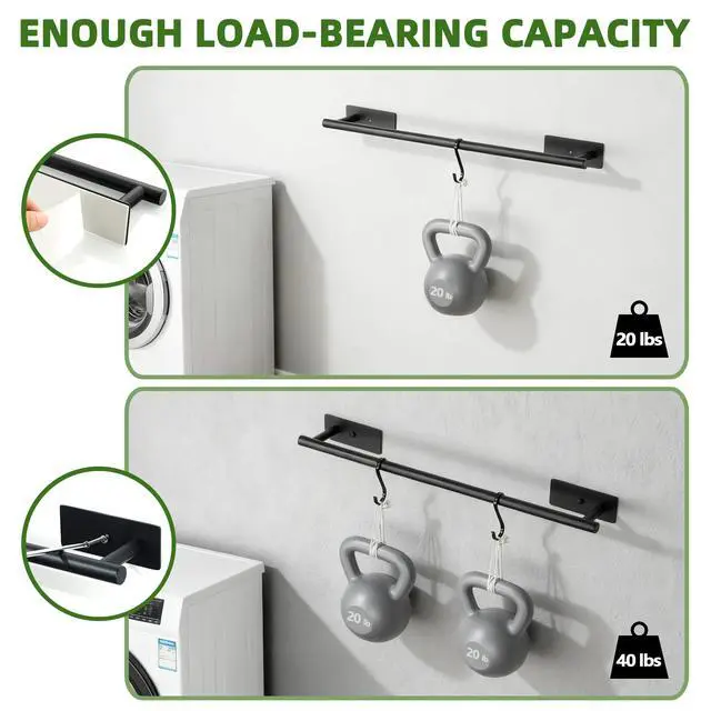 Alt view image 7 of 7 - Towel Bars for Bathroom,24'' Towel Holder Towel Racks for Bathroom,SUS304 Stainless Steel Bathroom Towel Holder Self-Adhesive or Wall Mounted Drilling,Matte Black Towel Hanger for Bathroom