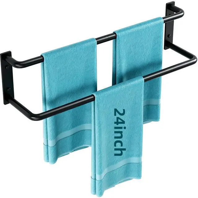 Main image of 24 Inch Double Towel Bar, Towel Rack for Bathroom Wall Mounted, Stainless Steel Towel Holder, Double Towel Rod Towel Rail Hanger for Wall, Modern Home Decor Hand Towel Holder, Matte Black