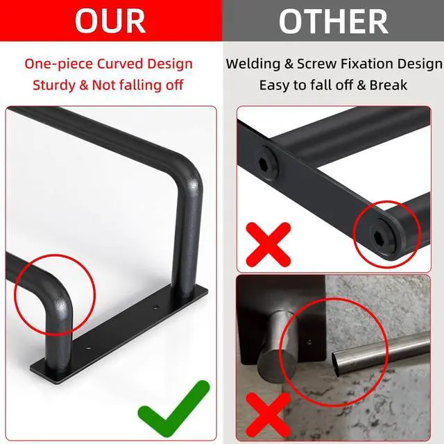 Alt view image 3 of 7 - 24 Inch Double Towel Bar, Towel Rack for Bathroom Wall Mounted, Stainless Steel Towel Holder, Double Towel Rod Towel Rail Hanger for Wall, Modern Home Decor Hand Towel Holder, Matte Black