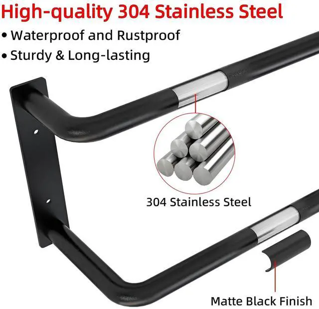 Alt view image 6 of 7 - 24 Inch Double Towel Bar, Towel Rack for Bathroom Wall Mounted, Stainless Steel Towel Holder, Double Towel Rod Towel Rail Hanger for Wall, Modern Home Decor Hand Towel Holder, Matte Black